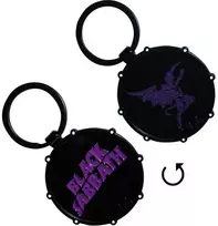 Rock Raktų Pakabukas Juodas Sabbath Wavy Logo & Daemon Drum