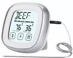 Mėsos termometras su zondu, virtuvinis, jutiklinis, skaitmeninis, skirtas kepimui, su lcd ekranu