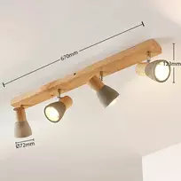 LED prožektorius Filiz pagamintas iš medžio ir betono, 4 lemputės