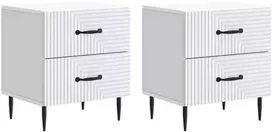 Šalia lovos spintelė su stalčių 2 pcs Balta 43 x 34,5 x 47,5 cm