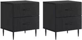 Šalia lovos spintelė su stalčių 2 pcs Juoda 43 x 34,5 x 47,5 cm