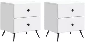 Šalia lovos spintelė su stalčių 2 pcs Balta 43 x 34,5 x 47,5 cm
