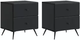 Šalia lovos spintelė su stalčių 2 pcs Juoda 43 x 34,5 x 47,5 cm