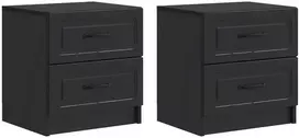 Šalia lovos spintelė su stalčių 2 pcs Juoda 43 x 34,5 x 44,5 cm