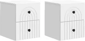 Sieninis naktinis staliukas 2 pcs Balta 33 x 34,5 x 40 cm
