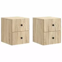 Sieninis naktinis staliukas su stalčių 2 pcs Sonoma ąžuolas