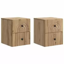 Sieninis naktinis staliukas su stalčių 2 pcs Artisano ąžuolo