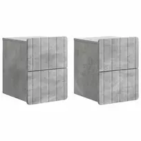 Sieninis naktinis staliukas 2 pcs Betono pilka Apdirbta mediena