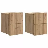 Sieninis naktinis staliukas su stalčių 2 pcs Artisano ąžuolo