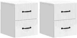 Sieninis naktinis staliukas 2 pcs Balta 34,5 x 33 x 40 cm