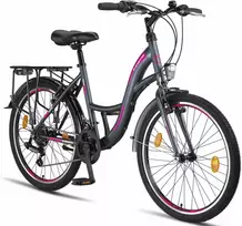 Licorne Bike miesto dviratis Stella, 21 pavarų sistema, 24 colių ratai, plieno rėmas, antracito spalvos
