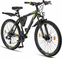 Licorne Bike kalnų dviratis, aliuminio rėmas, 21 pavaros, 26 colių ratai, diskinių stabdžių sistema, juodas/lime, M 01 LCR 26760 18 003
