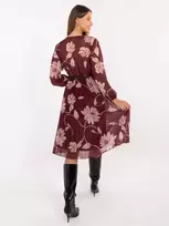 Suknelė bordo spalvos midi su gėlėmis Moe