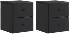 Sieninis naktinis staliukas 2 pcs Juoda 34,5 x 33 x 40 cm