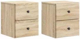 Sieninis naktinis staliukas su stalčių 2 pcs Sonoma ąžuolas