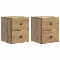 Sieninis naktinis staliukas su stalčių 2 pcs Artisano ąžuolo