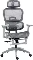 HOMCOM Ergonominė biuro kėdė su tinklinio audinio apmušalu, reguliuojama, su ratukais, su porankiais, galvos atrama, pilka