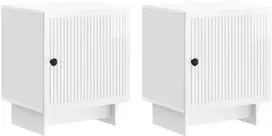 Šalia lovos spintelė 2 pcs Itin blizgi balta 43 x 34,5 x 50 cm
