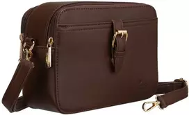 Maža moteriška „Peterson“ crossbody rankinė per petį, ruda, iš ekologiškos odos