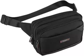 Vyriška „Peterson“ lengva juoda crossbody rankinė per petį su užtrauktuku, iš tekstilės