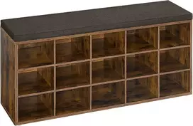Songmics Batų suoliukas 30x105x48 cm rudas, su saugojimo vieta