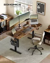 Songmics Elektrinis reguliuojamo aukščio rašomasis stalas 160x70x72-120 cm rudos spalvos plienas