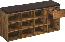 Songmics Batų suoliukas 104x30,5x48 cm rudos spalvos audinys