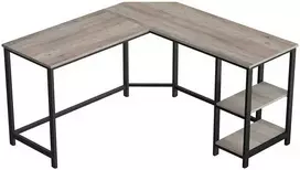 Songmics Kompiuterio stalas 140x140x74,7 cm Pilkai ruda plienas