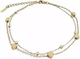 Troli Gold-plated steel anklet Heart Gold