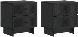 Šalia lovos spintelė su stalčių 2 pcs Juoda 43 x 34,5 x 47,5 cm