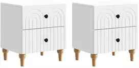 Šalia lovos spintelė su stalčių 2 pcs Balta 43 x 34,5 x 48 cm