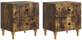 Šalia lovos spintelė 2 pcs Dūminio ąžuolo 43 x 34,5 x 48 cm