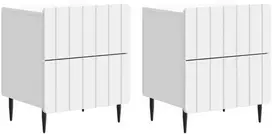 Šalia lovos spintelė su stalčių 2 pcs Balta 43 x 34,5 x 49,5 cm