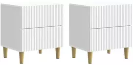 Šalia lovos spintelė su stalčių 2 pcs Balta 43 x 34,5 x 48 cm