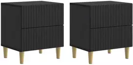 Šalia lovos spintelė su stalčių 2 pcs Juoda 43 x 34,5 x 48 cm