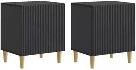 Šalia lovos spintelė 2 pcs Juoda 43 x 34,5 x 50 cm