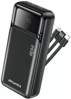 Powerbank Awei PA-93 20000mAh 22,5W PD 2xUSB-C + kabelis juodos spalvos
