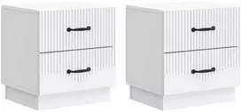 Šalia lovos spintelė su stalčių 2 pcs Balta 43 x 34,5 x 44,5 cm