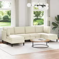 Sofa Svetainės baldų komplektas 6 vnt. Kreminė Audinys