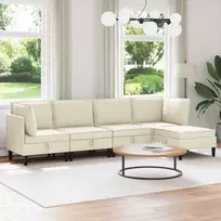 Sofa Svetainės baldų komplektas 5 vnt. Kreminė Audinys