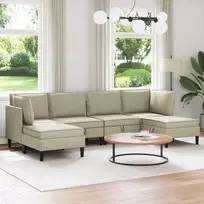 Sofa Svetainės baldų komplektas 6 vnt. Smėlio Audinys