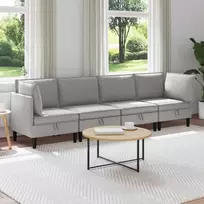 Sofa Svetainės baldų komplektas 4 pcs Šviesiai pilka Audinys
