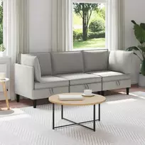 Sofa Svetainės baldų komplektas 3 pcs Šviesiai pilka Audinys