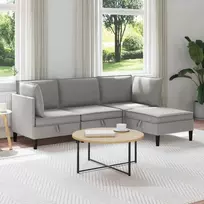 Sofa Svetainės baldų komplektas 4 pcs Šviesiai pilka Audinys