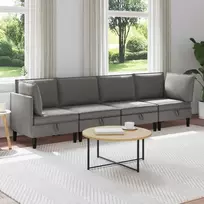 Sofa Svetainės baldų komplektas 4 vnt. Tamsiai pilka Audinys
