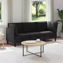 Sofa Svetainės baldų komplektas 3 vnt. Juoda Audinys
