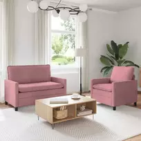 Sofa Sofos komplektas 2 pcs Rožinė Aksomas