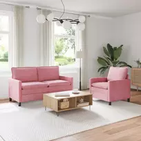 Sofa Sofos komplektas 2 pcs Rožinė Aksomas