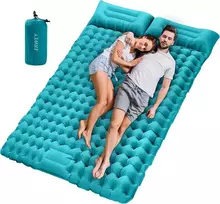Sofa ERWEY dvivietis savaime prisipučiantis turistinis kilimėlis, 200 × 135 cm, itin lengvas, su pagalvėmis, žydros spalvos