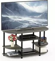 Furinno kampinė televizoriaus spintelė, 5 lentynų, 106,7 × 57,4 × 39,4 cm, dąb / juoda, 15116GYW/BK